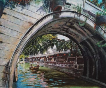 中国錦渓橋下の眺め　山尾好子